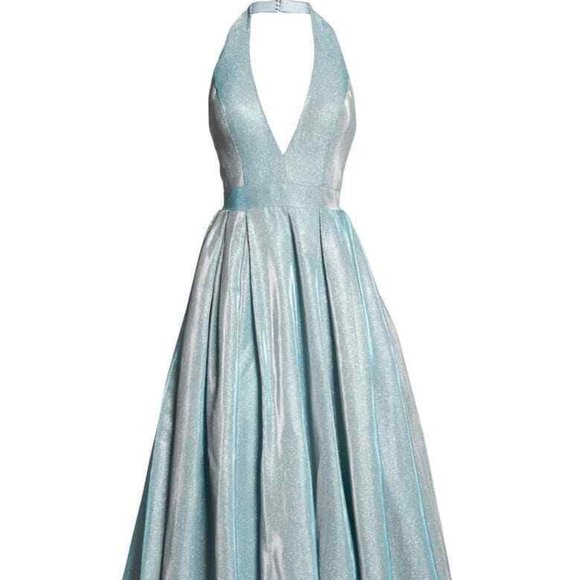 MAC DUGGAL 25939I SHIMMERING ICE HALTER NECK BALLGOWN sz 12 - Picture 10 of 11